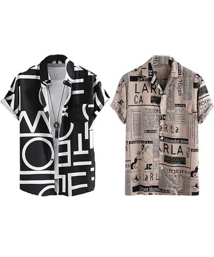 LookMark Mens Cotton Blend Casual Beach Wear Shirts | Stylish Printed Shirts for Men | Comfortable Summer Wear | Party, Vacatio