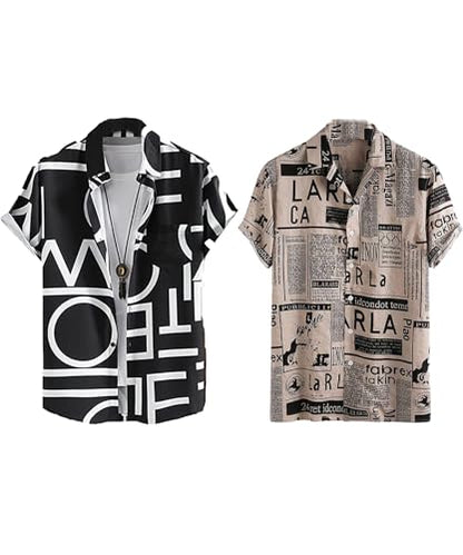 LookMark Mens Cotton Blend Casual Beach Wear Shirts | Stylish Printed Shirts for Men | Comfortable Summer Wear | Party, Vacatio