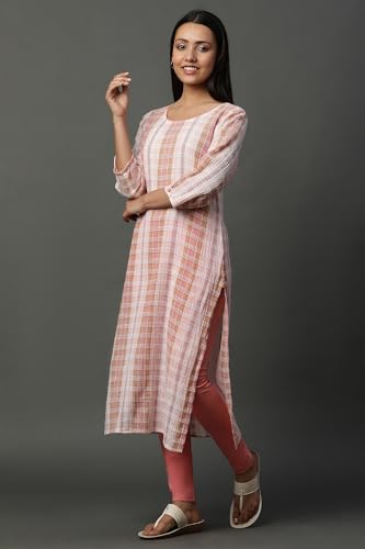 Aurelia WomenS Cotton Striped Regular Kurta (24Fea14813_Pink