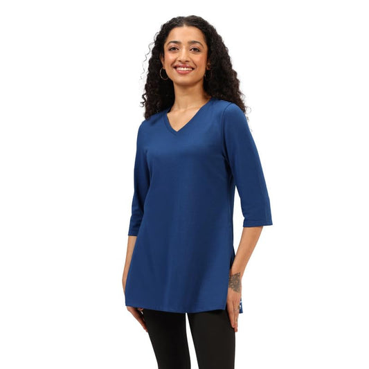 BlissClub Cotton Pro Kur-Tee, Cotton-Like Comfort, Sweat-Free Confidence, Tunic Length, High Slits, Dual-Plated Fabric, Flatteri