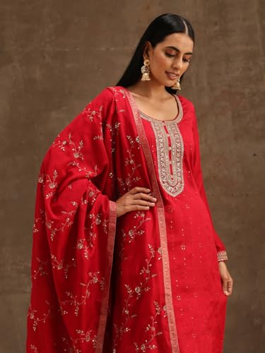 Libas WomenS Silk Blend Kurta Sets (38091O_Pink