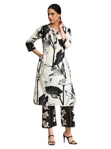 Varanga Floral Printed Apple Hem Kurta With Trouser