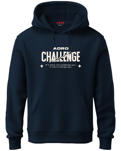 ADRO Mens Abstract Design Backside Printed Hoodies in Premium Cotton Fleece 340 GSM (H23-M-CHL-NB_Navy)