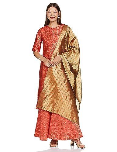 KETCH Polyester Women's Regular Fit Self Design Short Sleeve Kurta With Pant & Dupatta