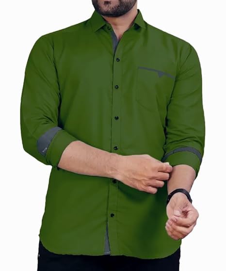 CB-COLEBROOK Mens Regular Fit Solid Soft Touch Cotton Casual Shirt with Pocket Design with Spread Collar & Full Sleeves (Availa