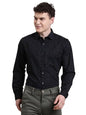 Turtle Men Regular Fit Printed Cotton Linen Black Formal Shirt