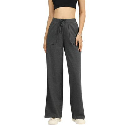 BlissClub Work-to-Wine Twill Drawstring Pants | Wide Silhouette | 2 Roomy Pockets | Elasticated Waistband | Adjustable Drawcord