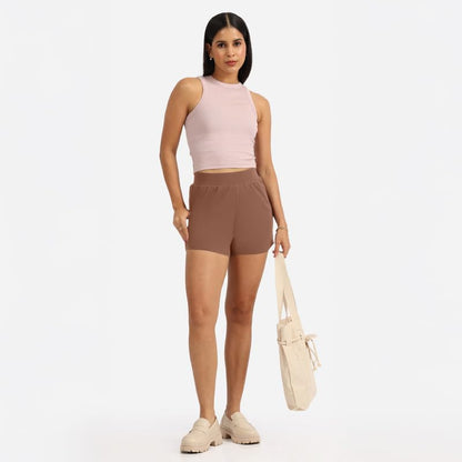 BlissClub Groove-in Cotton Shorts | Cotton Shorts | Side Pockets | Stretchy |Curved Hem