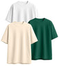 Veirdo Mens 100% Cotton Drop Shoulder Oversized Baggy Fit Short Sleeve Plain Solid Round Neck T-Shirt Combo