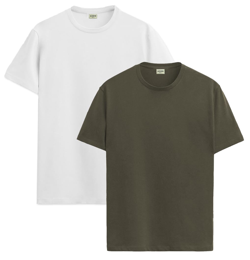 ADRO T Shirts Pack of 2 Mens Tshirts Cotton T Shirts for Men Tshirt T-Shirts Combo T Shirts Tshirts for Men Plain Solid Tshirts