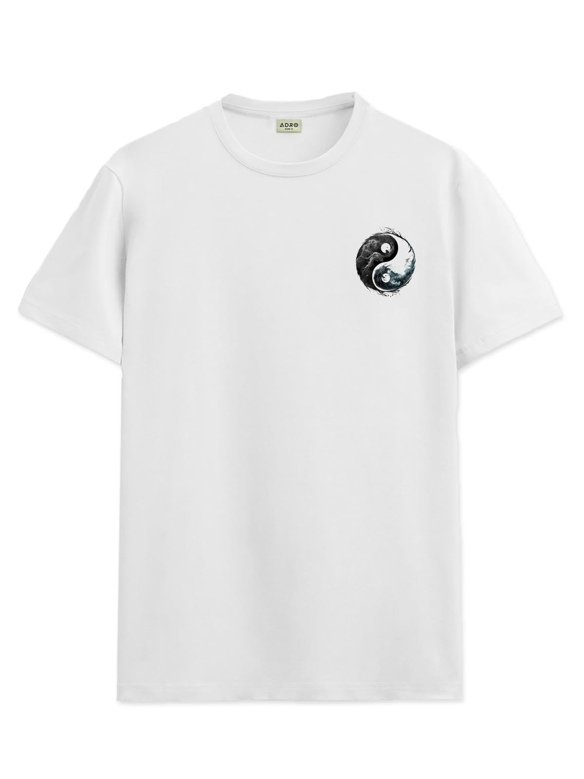 ADRO Men's Solid Regular Fit T-Shirt (RN24-STICK-YONG-WH_White