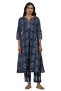 W for Woman Folksong Blue Printed Cotton A-Line Kurta