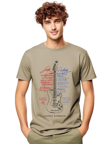 ADRO Guitar Design Printed T-Shirt for Men - 100% Cotton, Regular Fit, Soft Breathable Fabric | RN23-M-GTR-BE