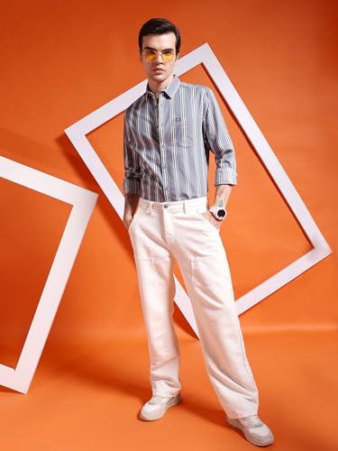The Indian Garage Co Mens Slim Fit Shirt (0723-SHSTYD-04_Grey