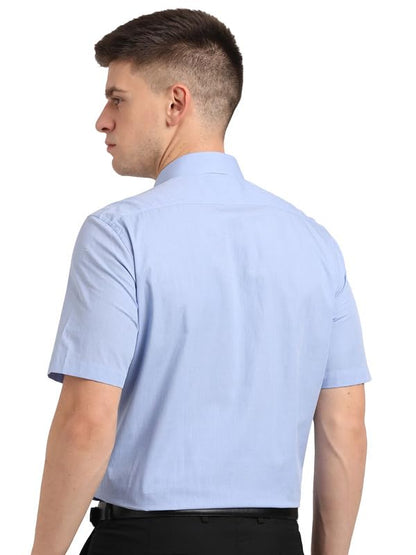 Turtle Men 100% Cotton Light Blue Solid Slim Fit Formal Shirt