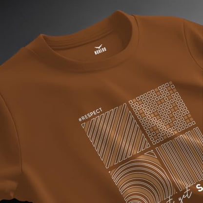Nobero MenS Cotton Graphic Print Oversized Fit T-Shirt (1M-Twrt-C0773-Ns_Brown