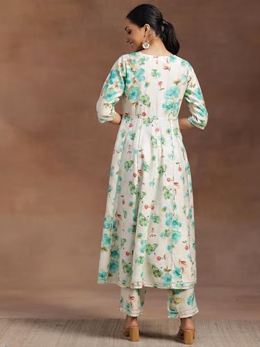 Libas WomenS Silk Blend Printed Kurta Set (35723_Off White