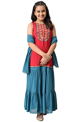 Aurelia Viscose Girl's Regular Kurta & Skirt & Dupatta