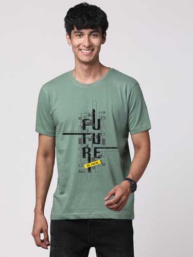ADRO Men's Graphic Printed 100% Cotton T-Shirt - Regular Fit, Printed T-Shirts for Men (RN24-FTR-PT_Pista)