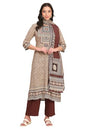 Aurelia WomenS Geometric Sequins Printed Straight Modal Madder Brown Kurta, Rayon Palazzos And Dupatta (Size: M)-As15715-508811