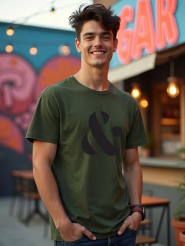Nobero MenS Letter Print Regular Fit T-Shirt (1M-Twts-C0641_Olive Green