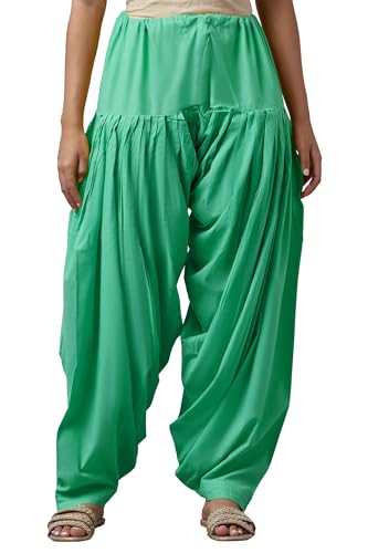 Aurelia WomenS High Rise Tailored Cotton Patiala Pants (Crk60025-00352_Green_Free Size)