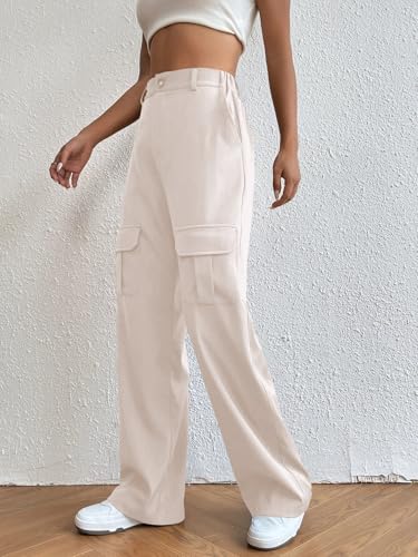Leriya Fashion Women Cargo Pant | Woman Trousers | Womens HIGH-Waisted Pant | Women Trousers Pants White