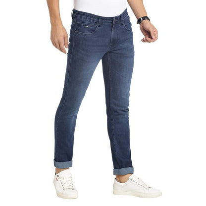 Turtle Men Cotton Dark Blue Narrow Fit Solid Stretchable Jeans