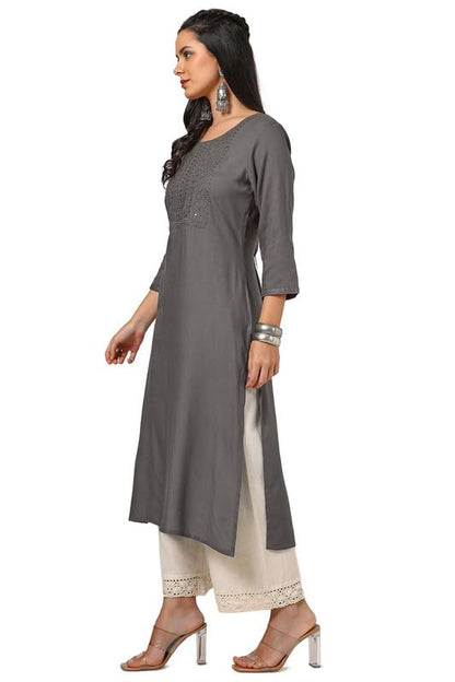 Soch Womens Rayon Embroidered Kurta with Sequins