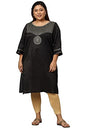 Aurelia Women Black Viscose Blend Geometric Yarn Dyed Straight Kurta