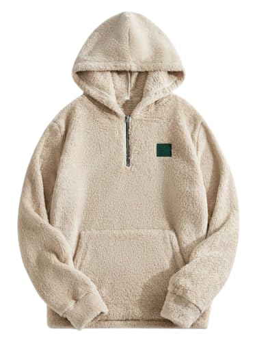 TAGAS Unisex Fleece Hoodie  Ultra Soft Sherpa Pullover with Half-Zip & Kangaroo Pocket Sweatshirt Hoodie