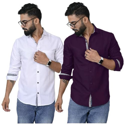 Pinkmint Combo Cotton Shirt for Men Button Down Spread Collar Shirt