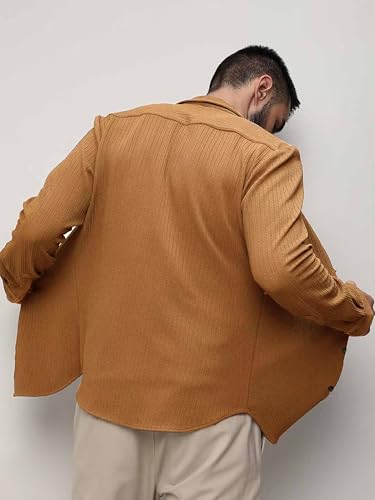 Noble Monk MenS Regular Fit Casual Shirt |Full Sleeve| Polo Neck |Casual Shirts For Men Mustard