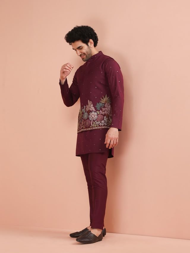 Kisah Nehru Jacket For Men  Embroidered Cotton Blend Modi Jacket | Ethnic & Formal Waist Coat For Weddings, Parties & Office Wea