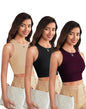 Toochki Womens Casual Sleeveless Solid Crop Tops Pack of Three Tops