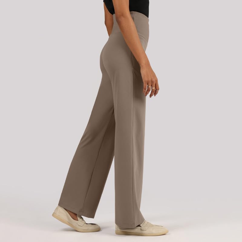 BlissClub Ultimate Sculpt Wide - Legged Pants, Ribbed Waistband, Wide Silhouette, 2 Zippered Pockets,Tall Above 55