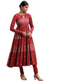Libas Womens Printed Cotton A-Line Kurta With Churidar And Dupatta