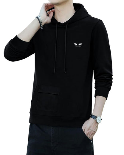 Noble Monk Men Stylish Colorblock T-Shirt | Full Sleeve | Hooded Neck | Casual Tshirt For Men Black
