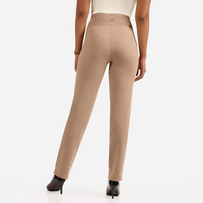 BlissClub Womens Pants (Werkit_Straight_Hema Herringbone-Caramel Tall-Above 5.5