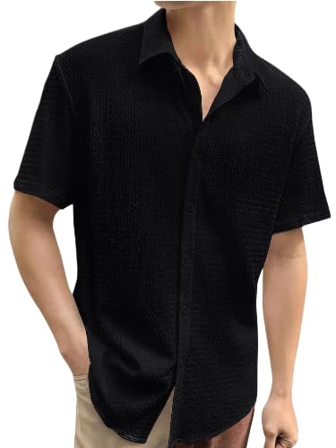 Pinkmint Popcorn Shirt for Men Soild Slim Fit Sleeve Spread Collar Trendy Men Shirt Summer Wear Goa Wear Grey
