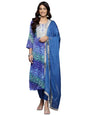 Varanga WomenS Blue Bandhani Printed Zari Embroidered Kurta With Bottom And Dupatta