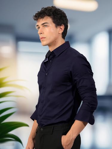 Pinkmint Mens Regular Fit Soft Cotton Blend Casual Combo Shirt with Pocket Design & Spread Collar Full Sleeves Formal Shirt Dar