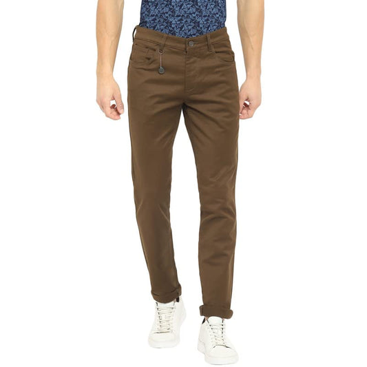 Turtle Men Brown Narrow Fit Fade Jeans