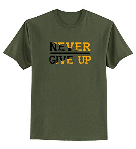 ADRO Naver Give Up Design Printed T-Shirt for Men (RNR-S36-NGU-OL_Olive_XL)