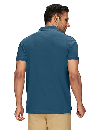 XYXX Mens Cotton Solid Regular Fit Shirt (XY_CR14_Polo Tshirt_1_Indian Blue