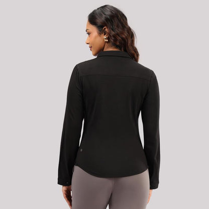 BlissClub Cotton Pro Classic Shirt, Cotton-Like Comfort, Sweat-Free Confidence, Flattering fit, Chic Workwear, Buttoned Front