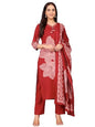 Varanga Bold Floral Printed V Neck Embroidered Kurta With Trouser & Dupatta