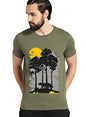 ADRO Mens Sun Printed Cotton T-Shirt (RN22-1-SUN-OL_Olive_XL)