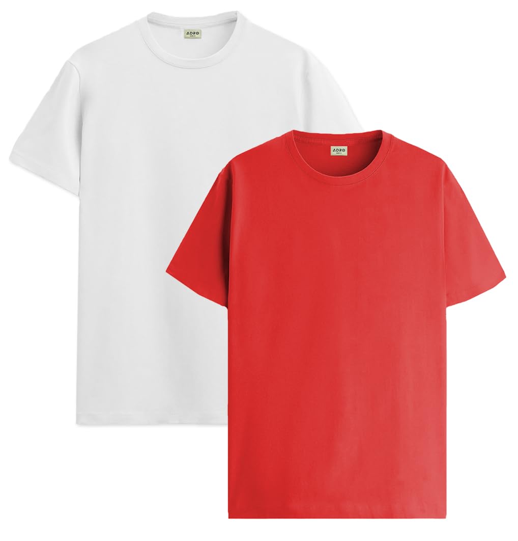 ADRO T Shirts Pack of 2 Mens Tshirts Cotton T Shirts for Men Tshirt T-Shirts Combo T Shirts Tshirts for Men Plain Solid Tshirts