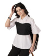 Style Quotient Women Color Block White and Black Regular Fit Semi Formal Polycotton Top